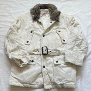 ICE ICE BABY ICEBERG WHITE CORDUROY JACKET WITH FUR COLLAR SIZE 5/6